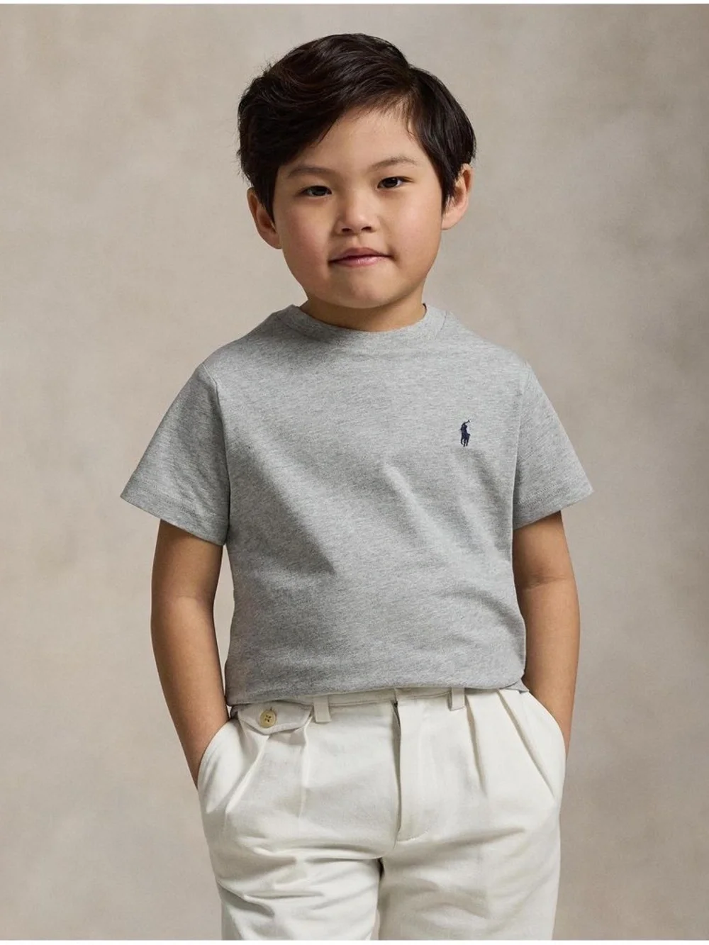 Polo Ralph Lauren Boys Sz 3T Tee T-Shirt Gray Solid Pony Logo Short Slv.